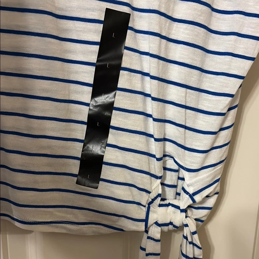 NWT Banana Republic Blue White Sleeveless Tee with Tie Front - Picture 5 of 12